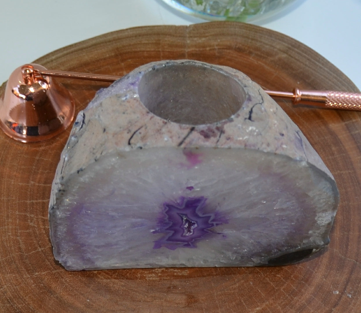 Purple Agate Tealight Candle Holder