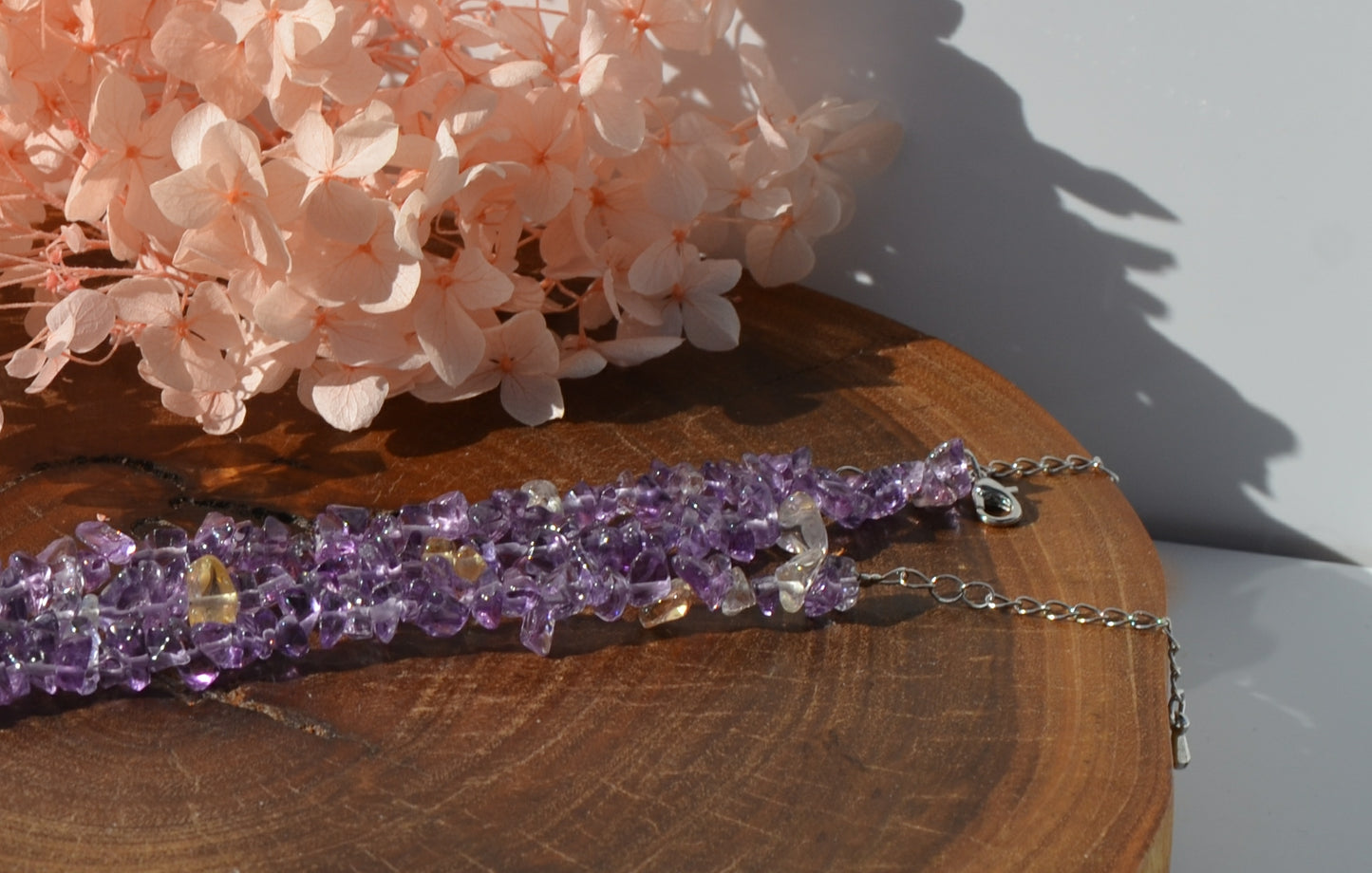 Amethyst and Citrine Chip Clasp Bracelet