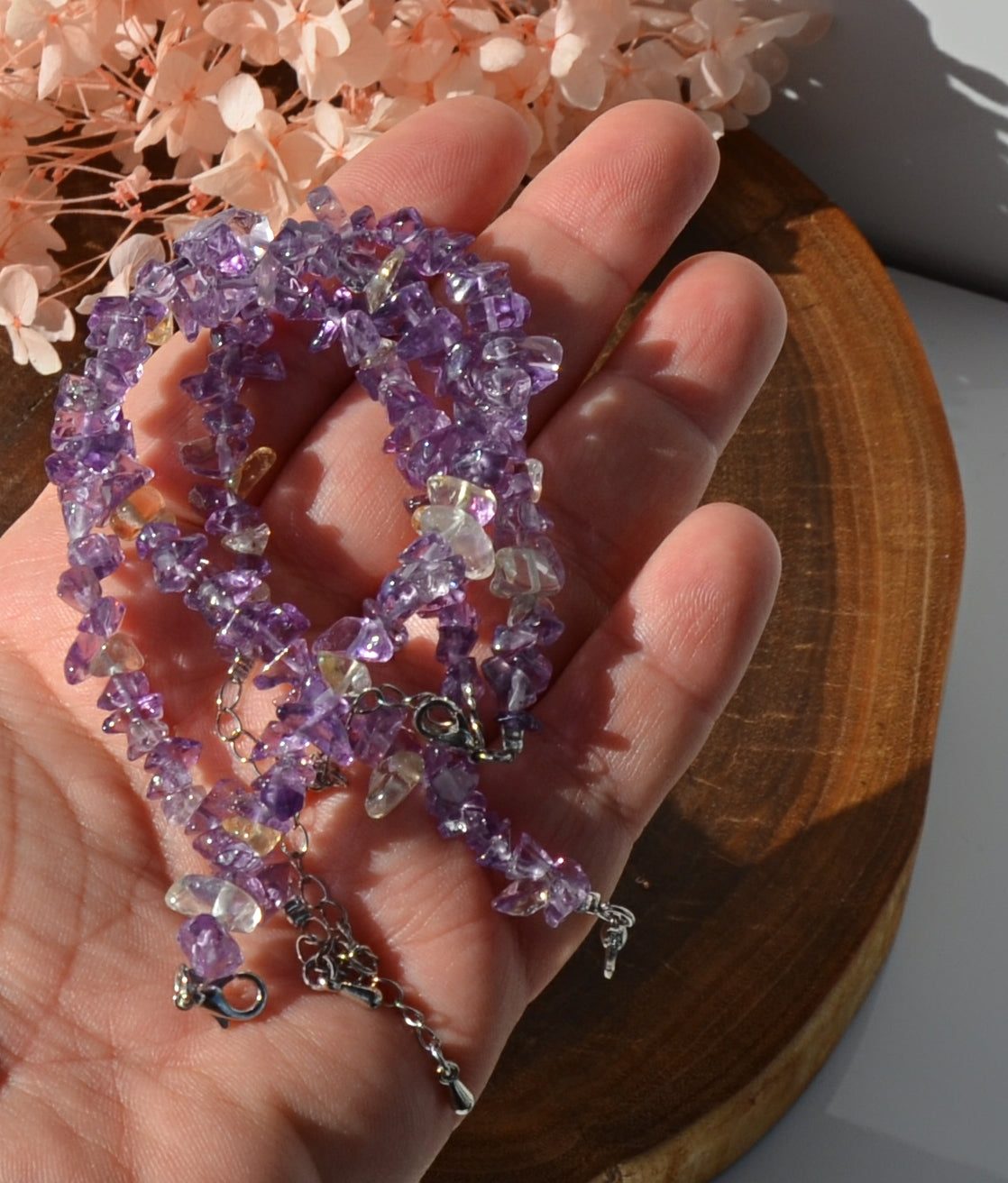 Amethyst and Citrine Chip Clasp Bracelet