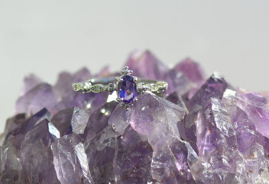 Amethyst Adjustable Sterling Silver S925 Ring