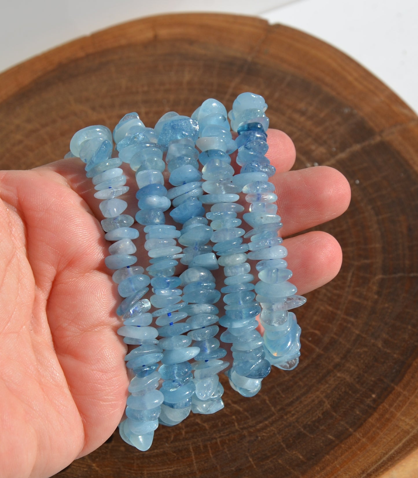 Aquamarine Chip Stretch Bracelet