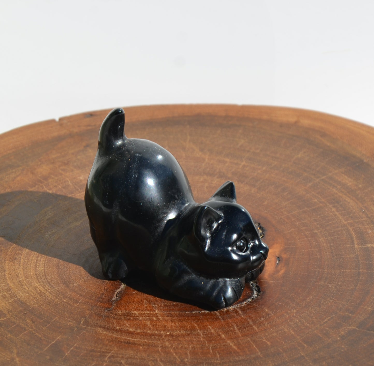 Black Obsidian Stretching Cat