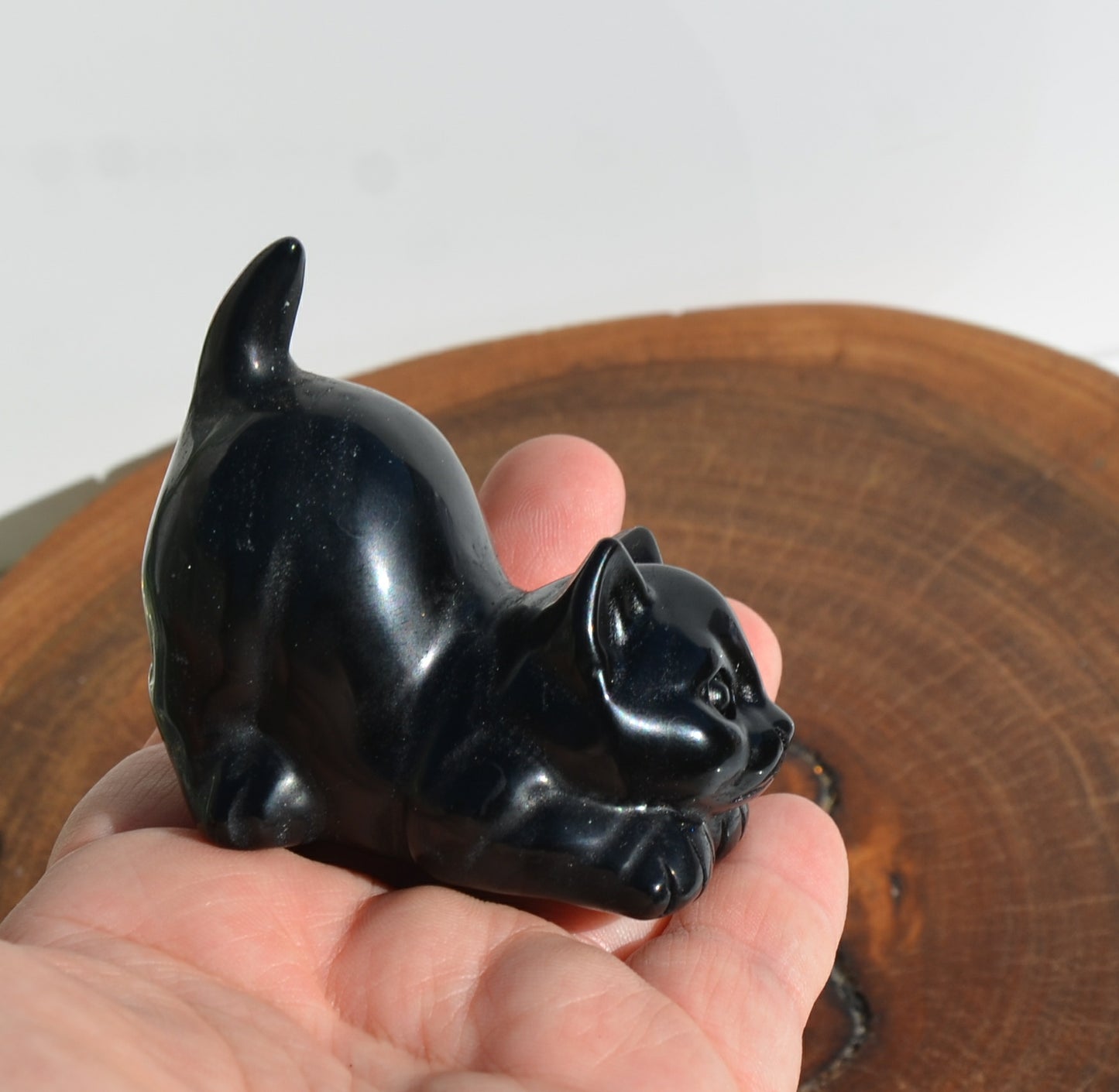 Black Obsidian Stretching Cat