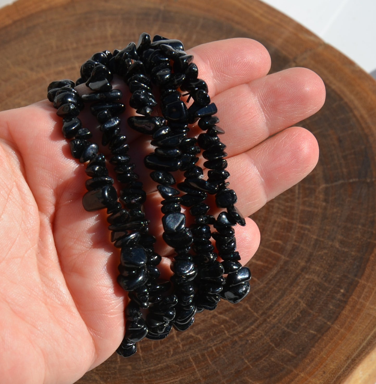 Black Tourmaline Chip Stretch Bracelet