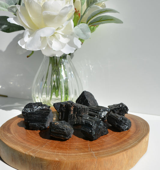 Black Tourmaline Raw Tumbles