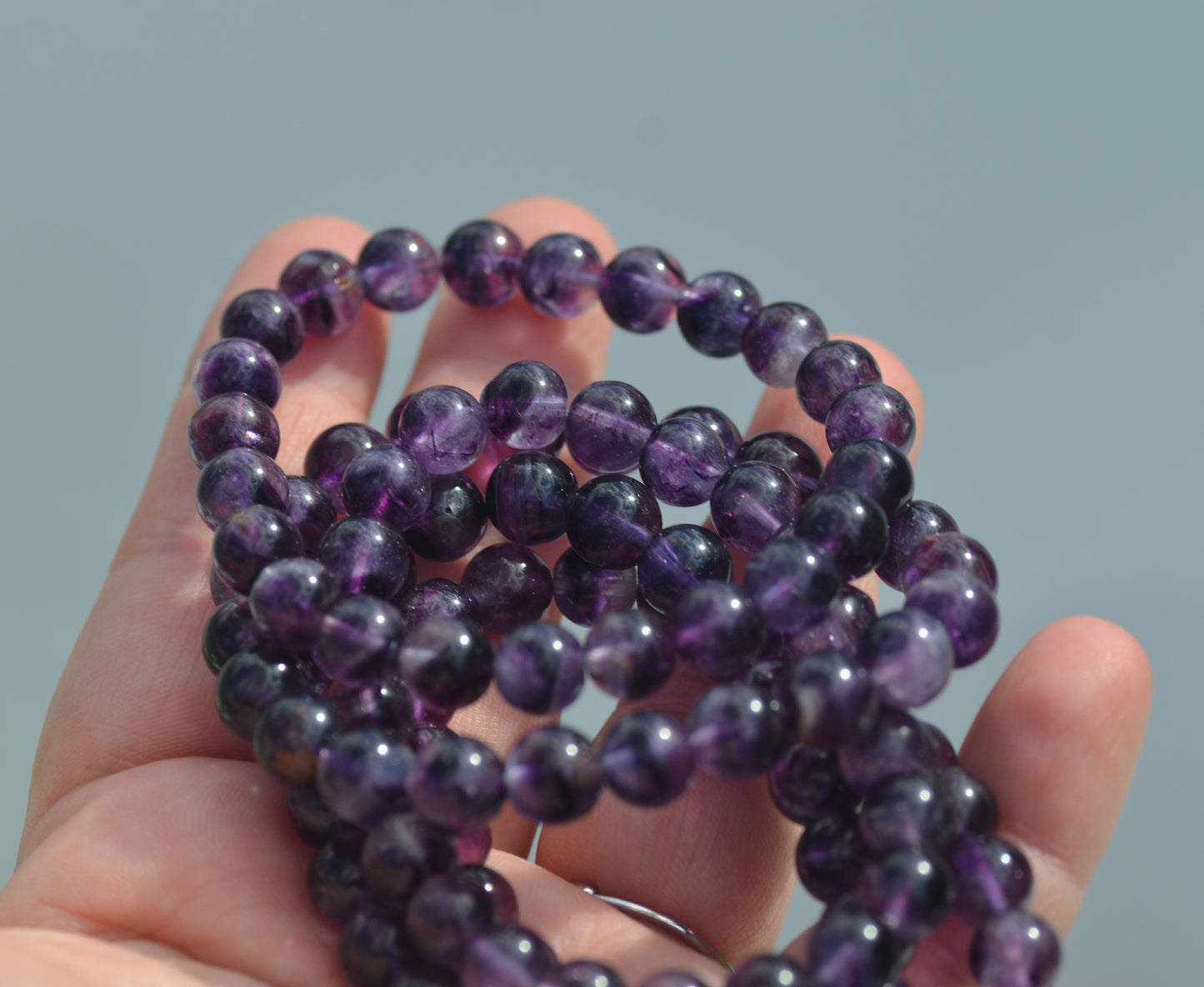 Dark Purple Fluorite Beaded Stretch Bracelets