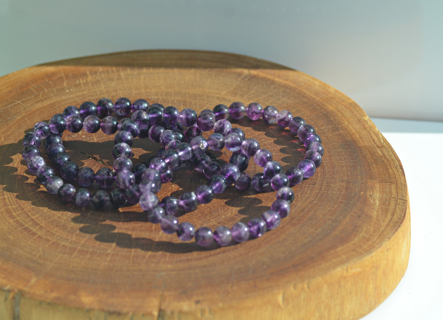 Dark Purple Fluorite Beaded Stretch Bracelets