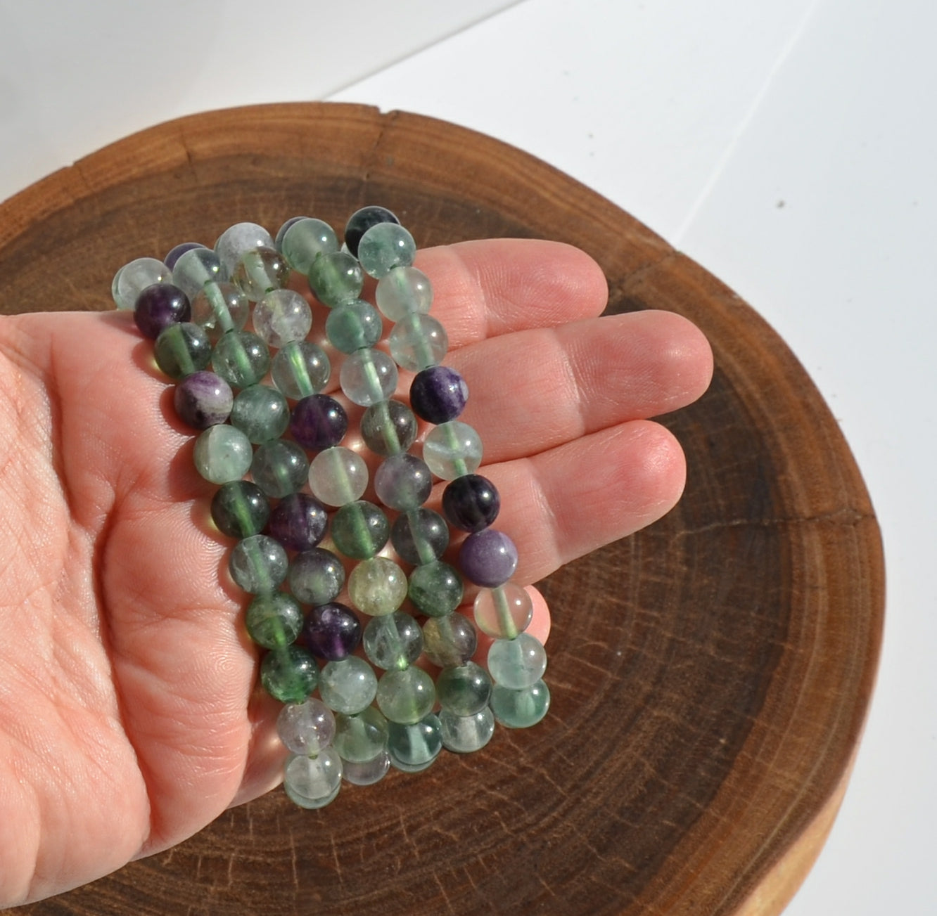 Green Fluorite Bead Stretch Bracelet