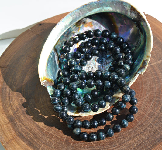 Hawks Eye (Blue Tigers Eye) Bead Stretch Bracelet