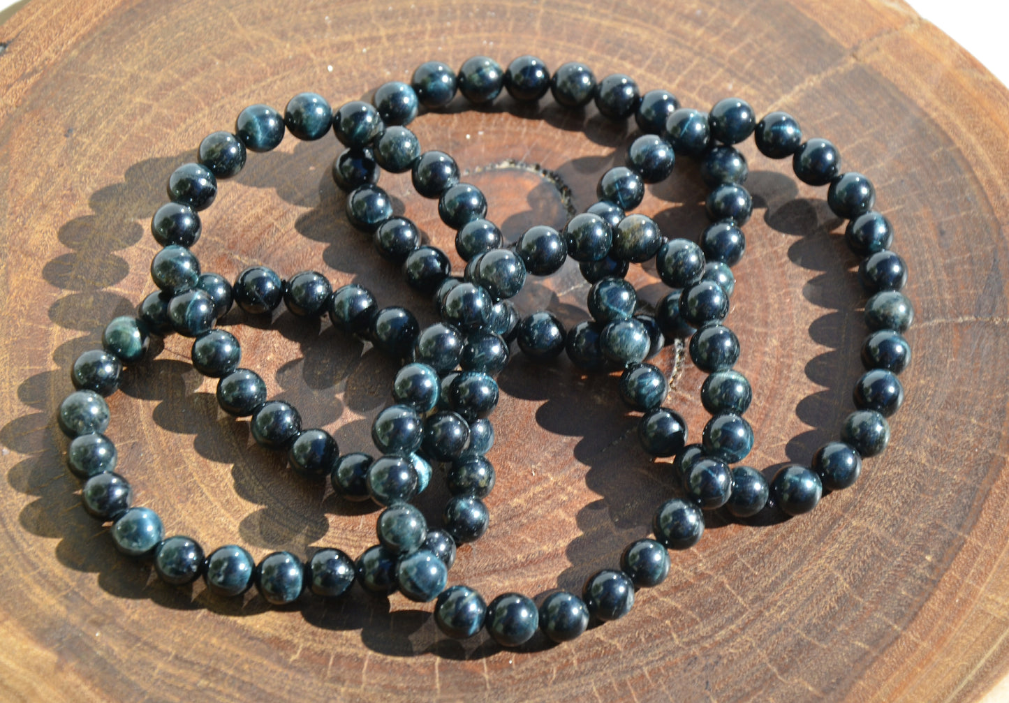 Hawks Eye (Blue Tigers Eye) Bead Stretch Bracelet