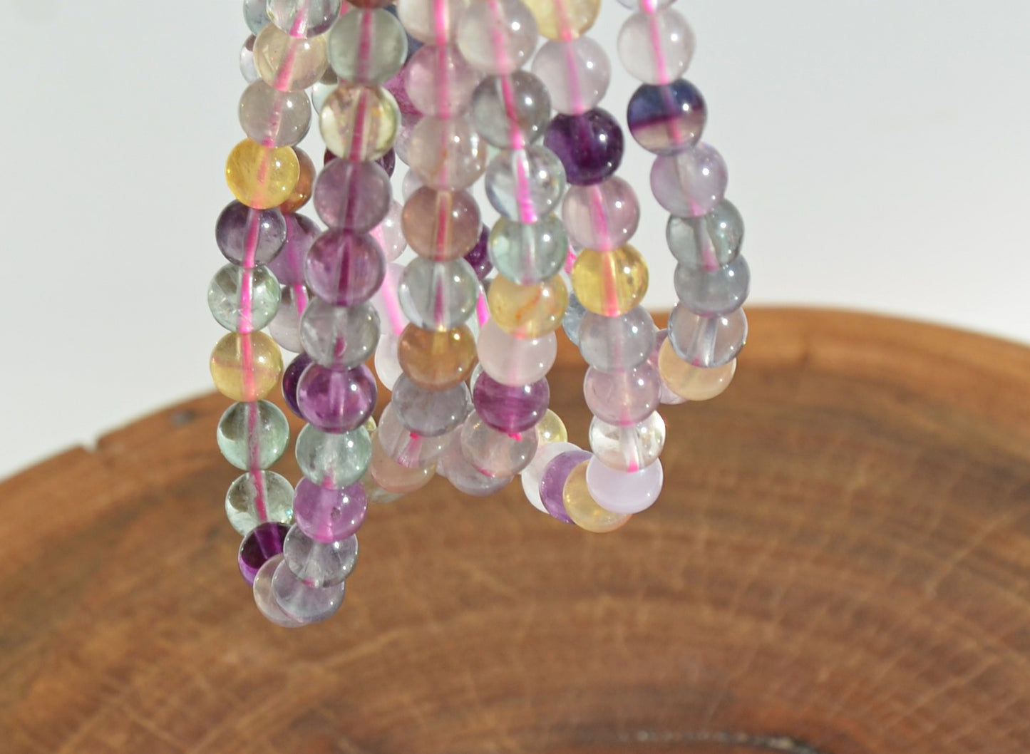 Rainbow Fluorite Mixed Bead Stretch Bracelet