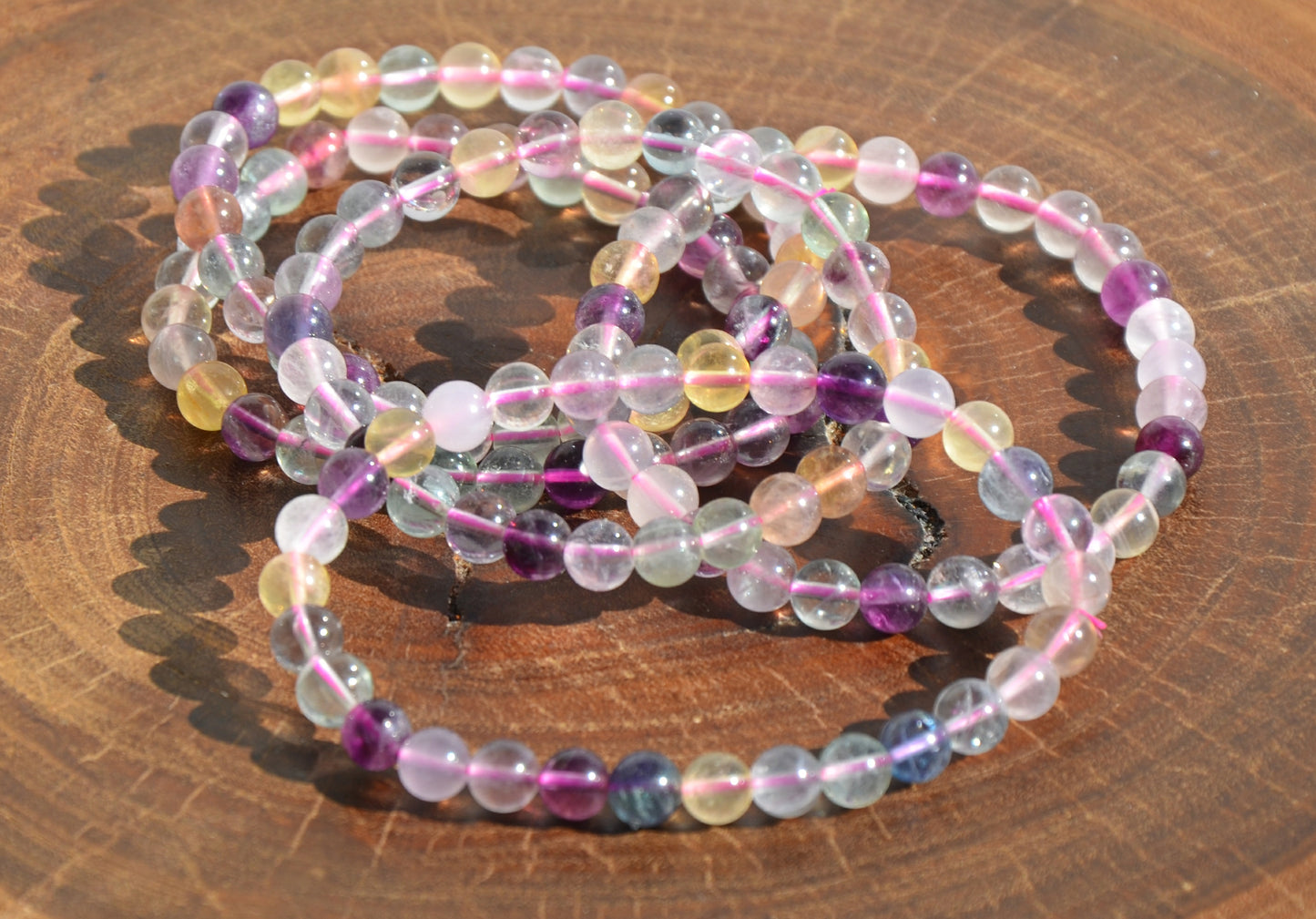 Rainbow Fluorite Mixed Bead Stretch Bracelet