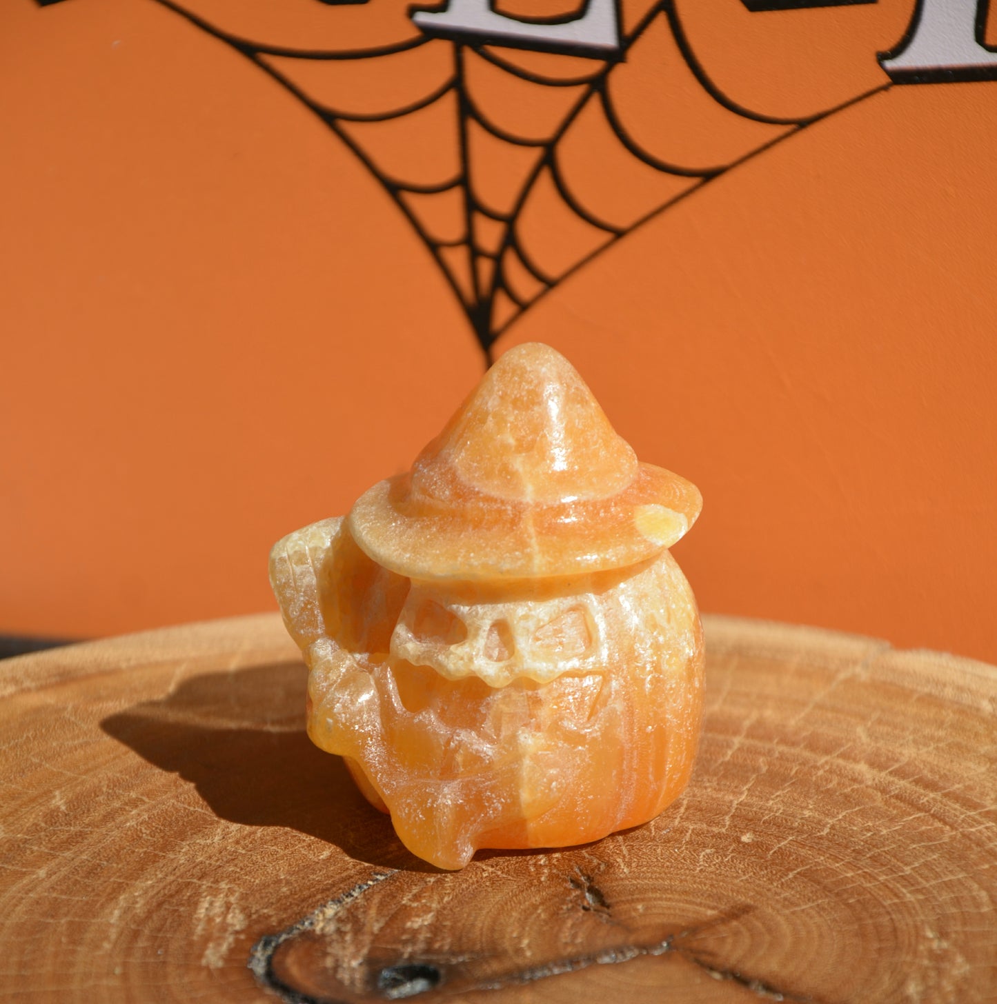 Orange Calcite Pumpkin Witch