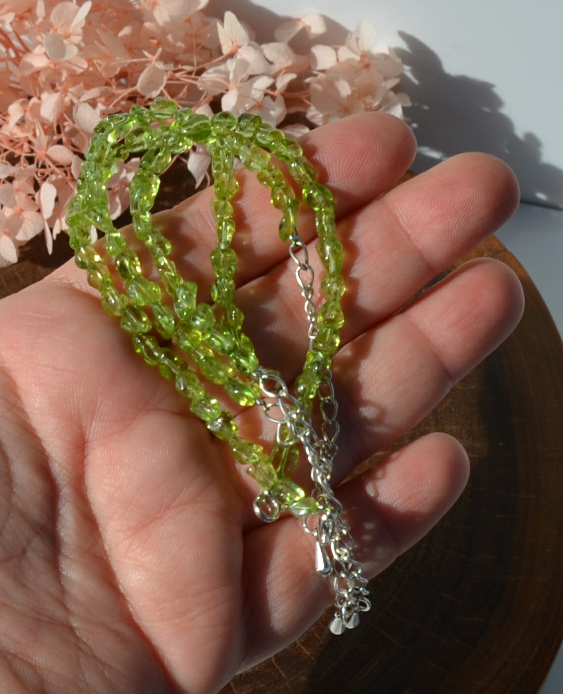 Peridot Chip Clasp Bracelet