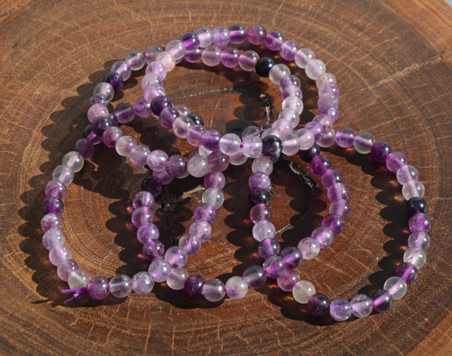 Purple Fluorite Bead Stretch Bracelet