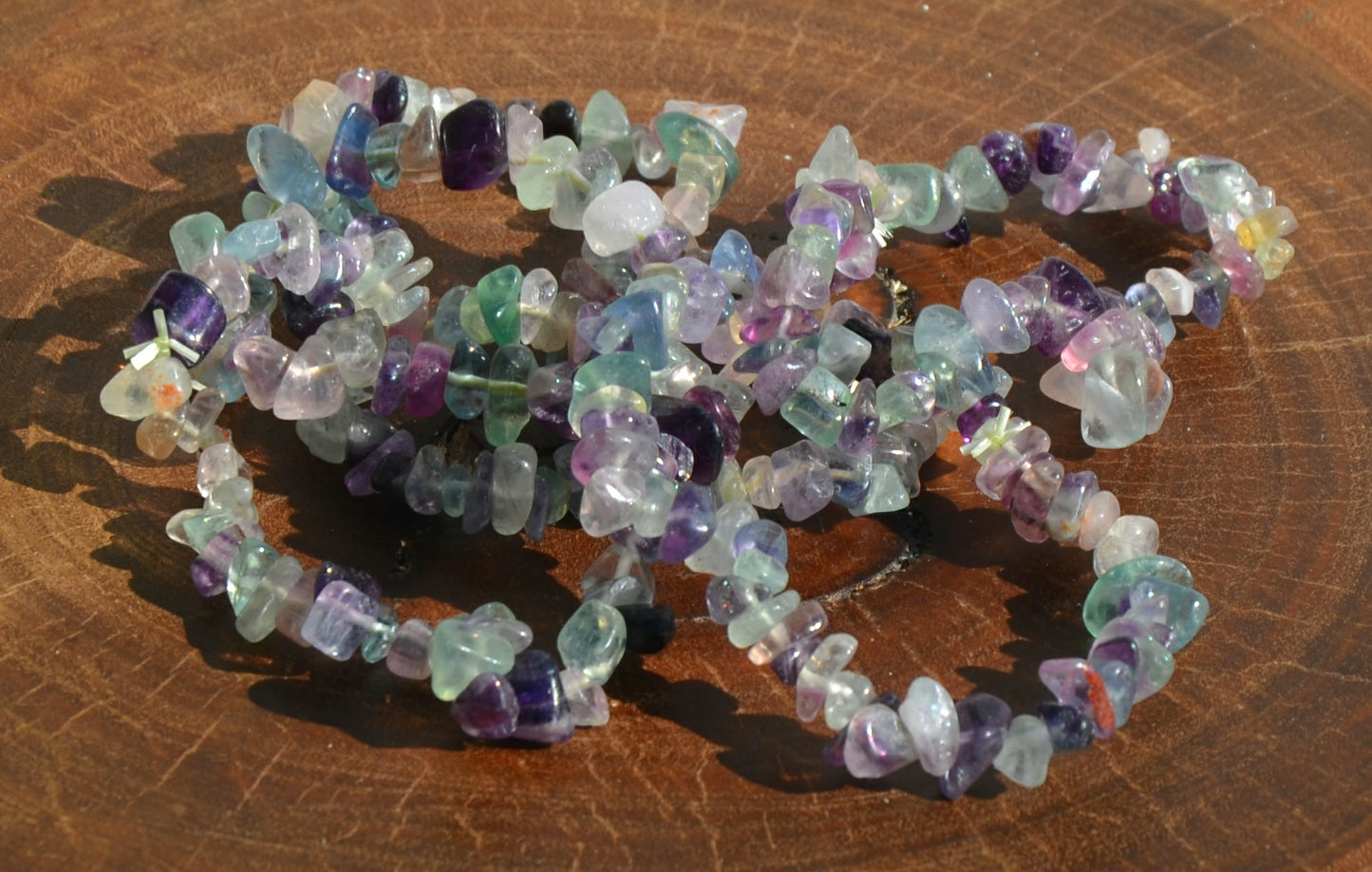 Rainbow Fluorite Chip Elastic Bracelet