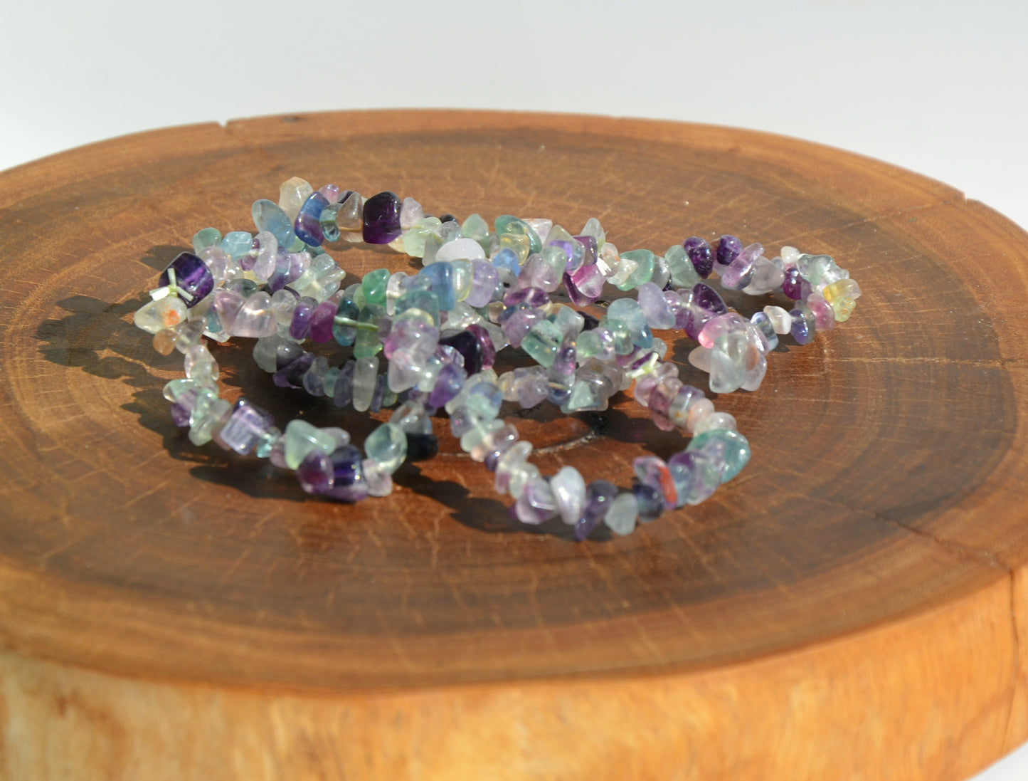 Rainbow Fluorite Chip Elastic Bracelet