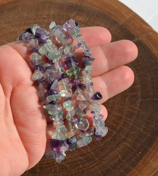 Rainbow Fluorite Chip Stretch Bracelet