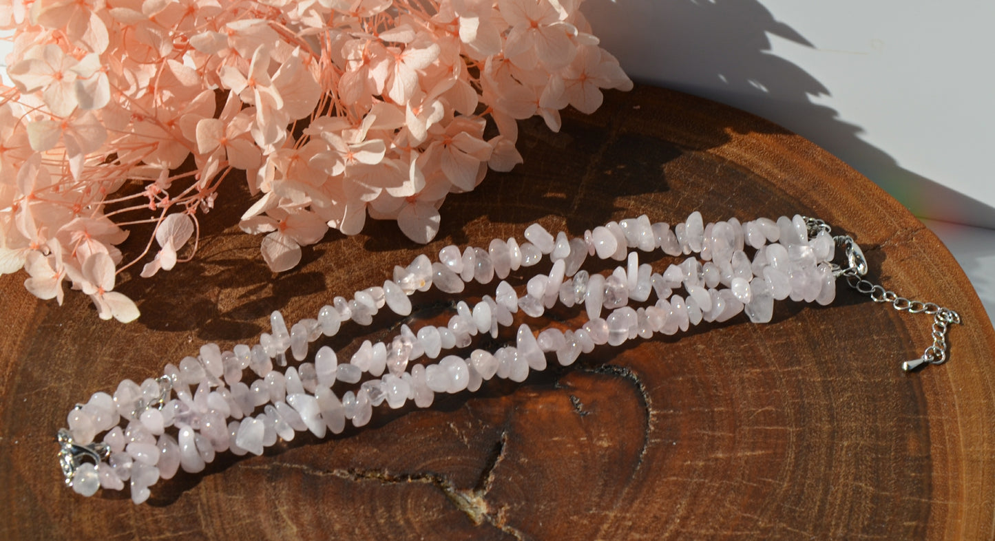 Rose Quartz Chip Clasp Bracelet