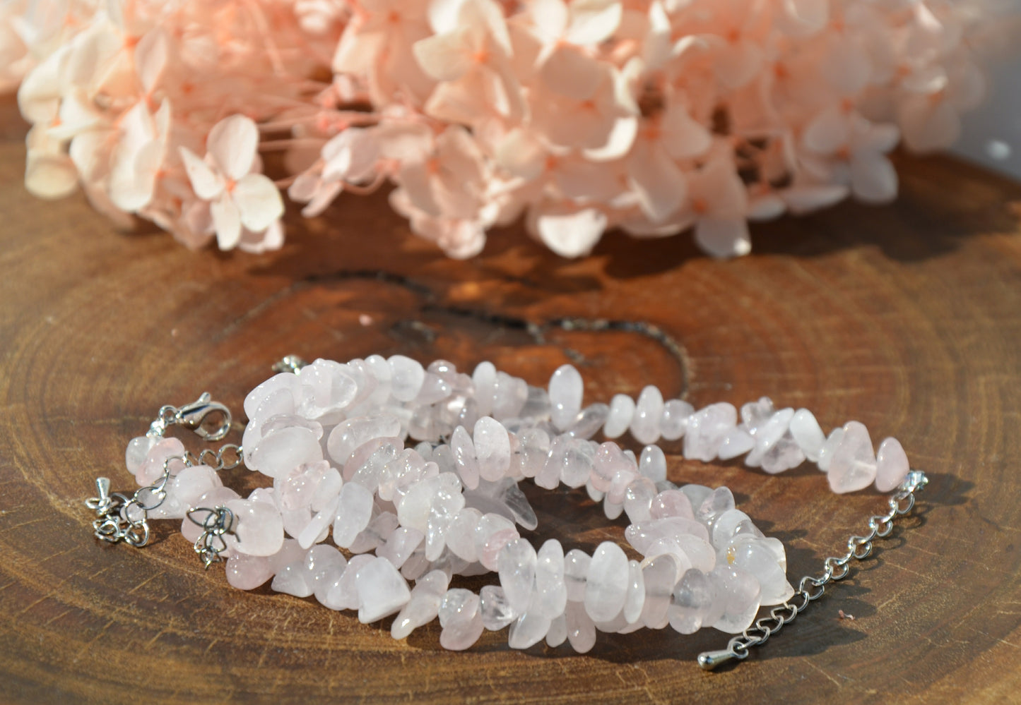 Rose Quartz Chip Clasp Bracelet