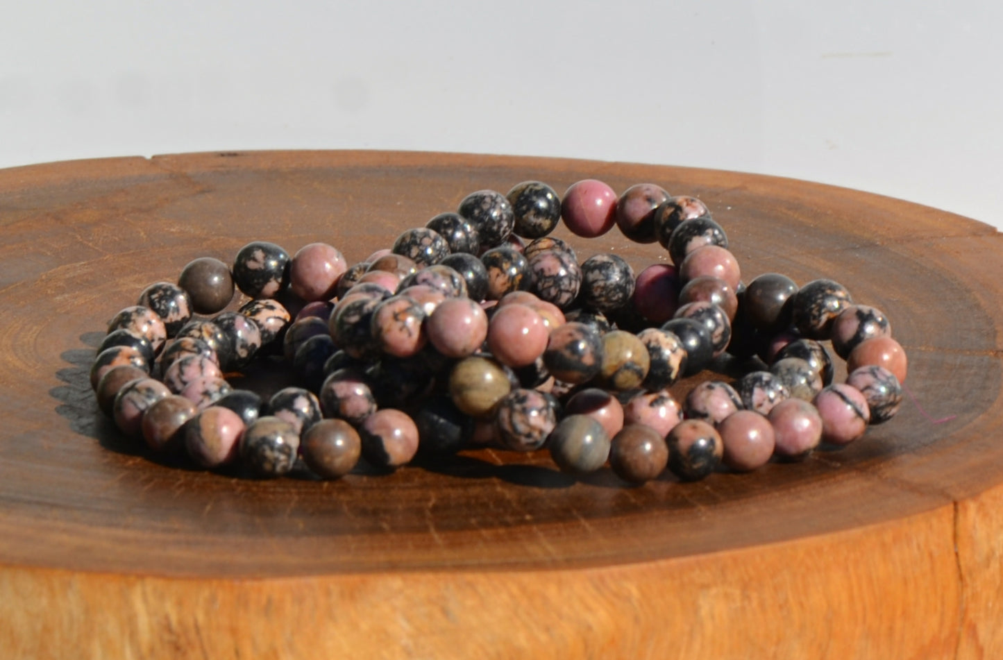 Rhodonite Bead Stretch Bracelet