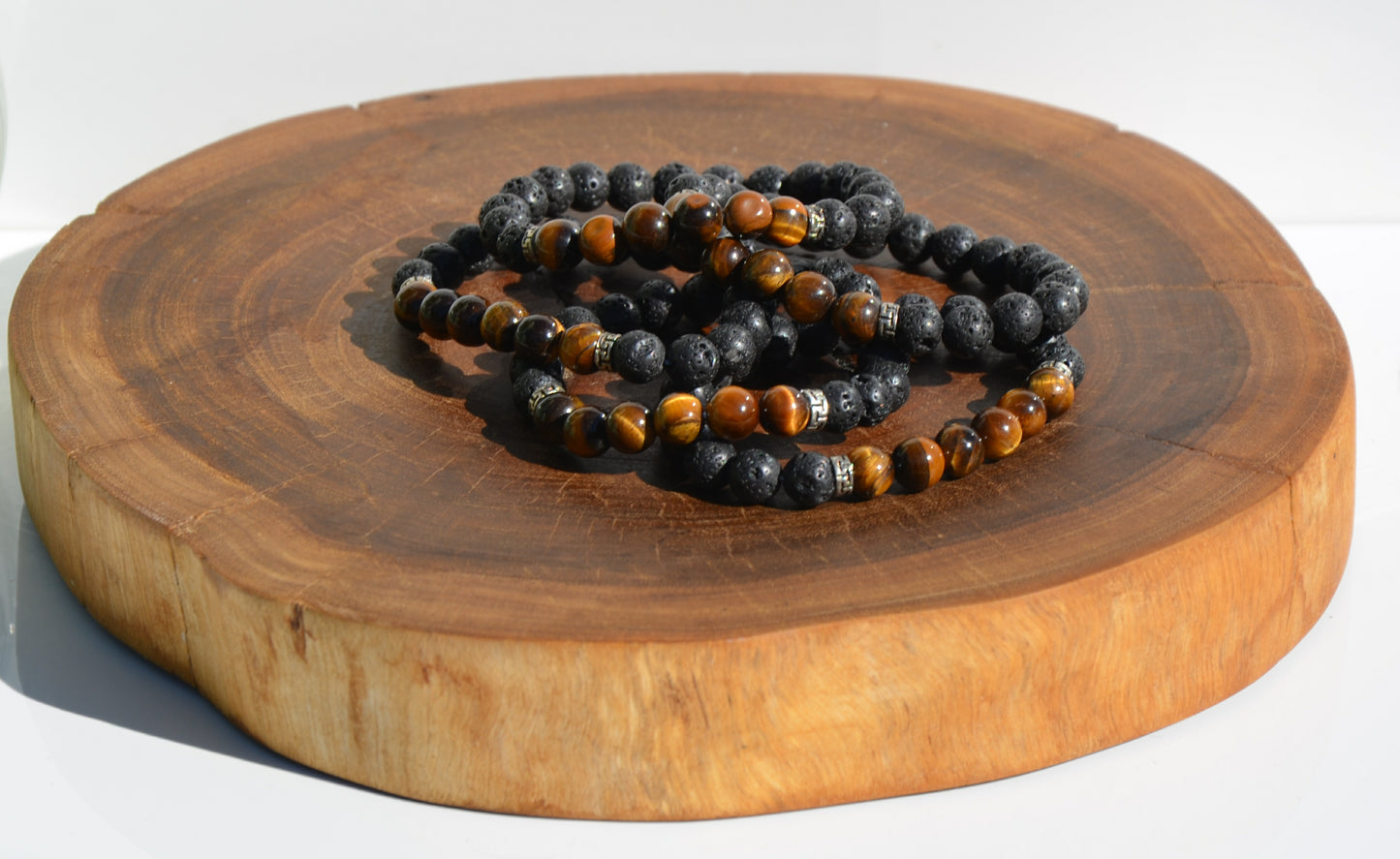 Tigers Eye and Lava Bead Stretch Bracelet